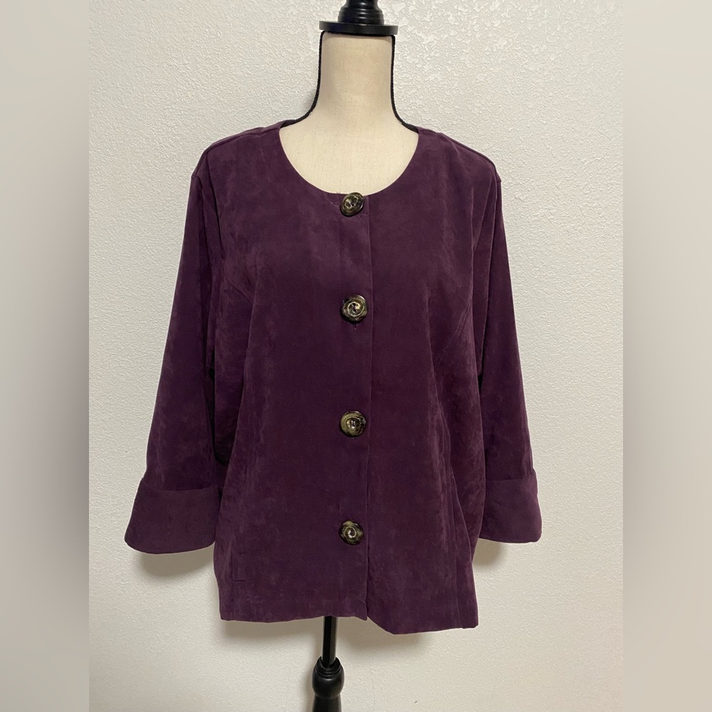 Joanna Plus Stretchy Faux Suede Purple Jacket